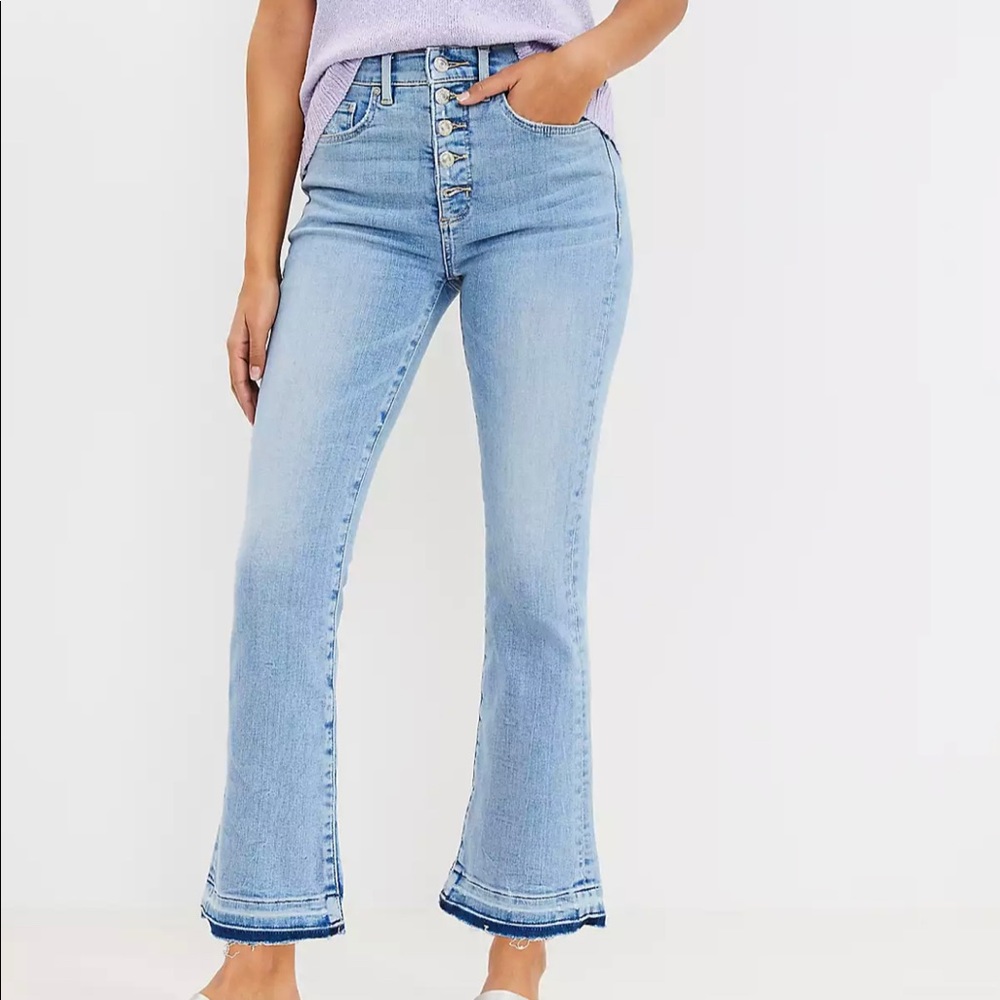 Loft High Rise Kick Crop Button Fly size 28 NWT